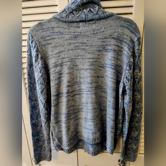 NWT alfred dunner Classic Blue Scarf Sweater, Petite size PXL, Long sleeve - Picture 4 of 7